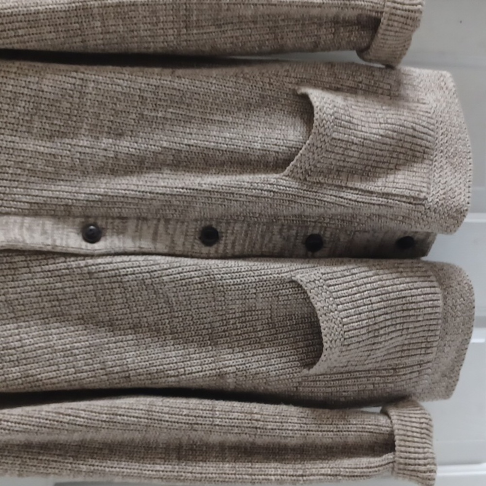 RALPH LAUREN Tan Heavy Knit Shawl Collared Cardigan Sweater, XL - Picture 4 of 12